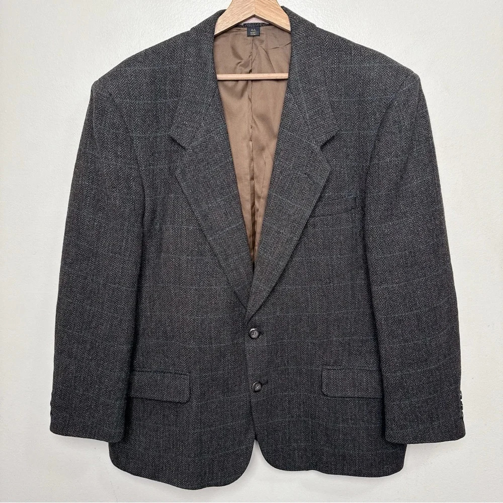 Moores Agostini Vintage Mens 44S Virgin Wool Herringbone Blazer Sport Coat